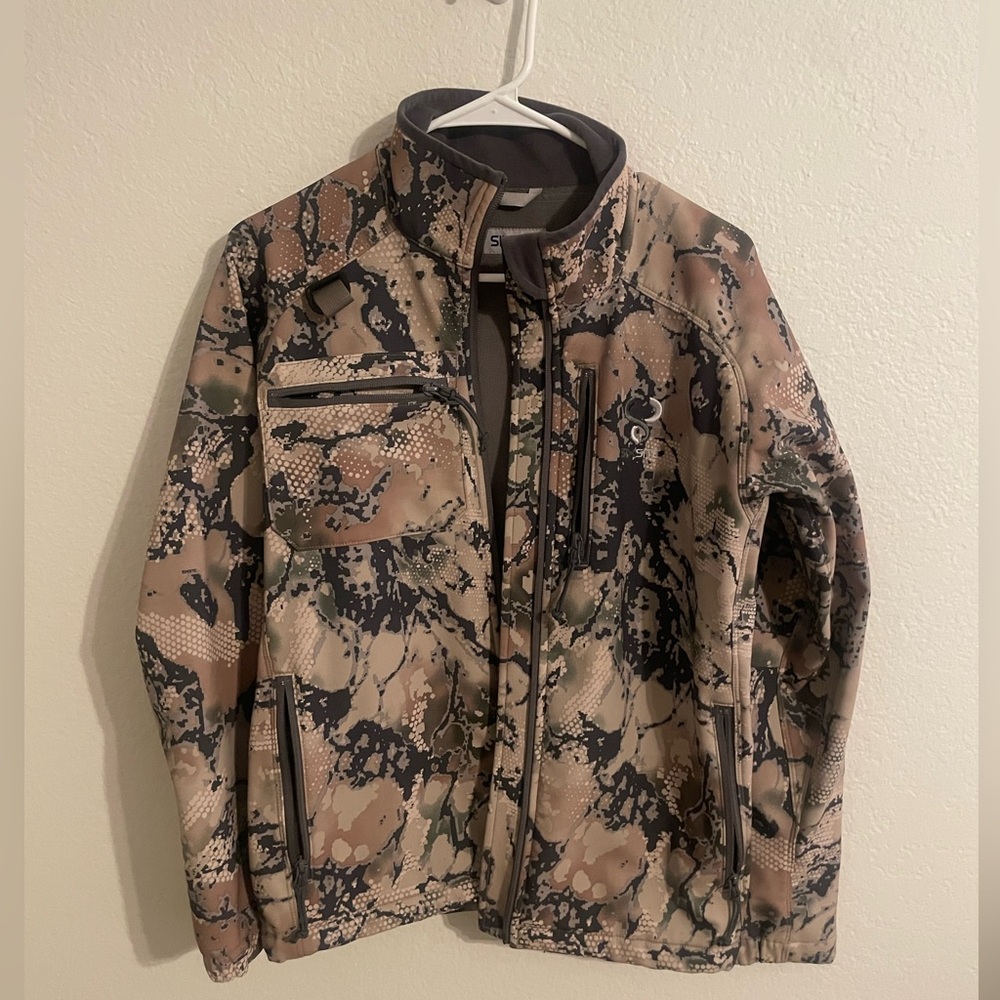 SixSite Rana Soft Shell Jacket-Brown Camo Hunting Jacket-Men’s Small